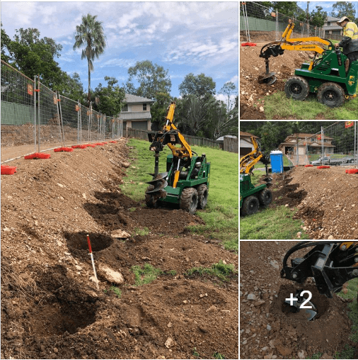 18 foundations 450mm wide 600mm deep. Retaining wall preparation complete in around an hour. Hire us to complete the hard work for in no time at all.