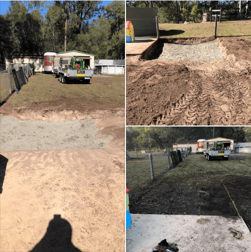 Torren from Jimboomba created his own combined drainage pit and play pen 3x3x1m using our 4 in 1 Bucket and 450mm Auger