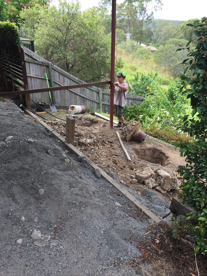 Working on a cliffs edge. This property was stepped down over levels on a very steep slope 03