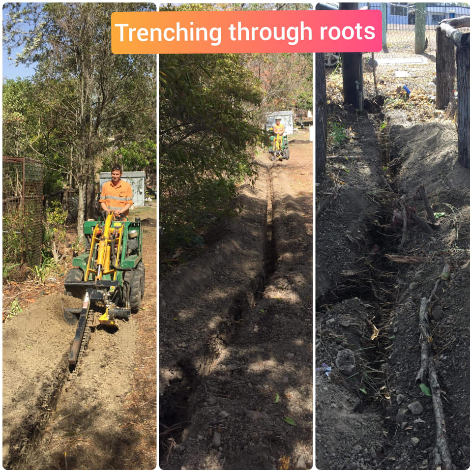 Our trencher attachment is super strong and gets through the toughest ground roots and we even use it to remove tree stumps completely