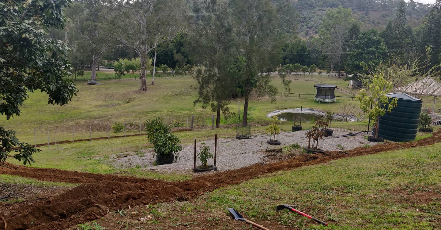 300m irrigation trench at Brookfield, Queensland.