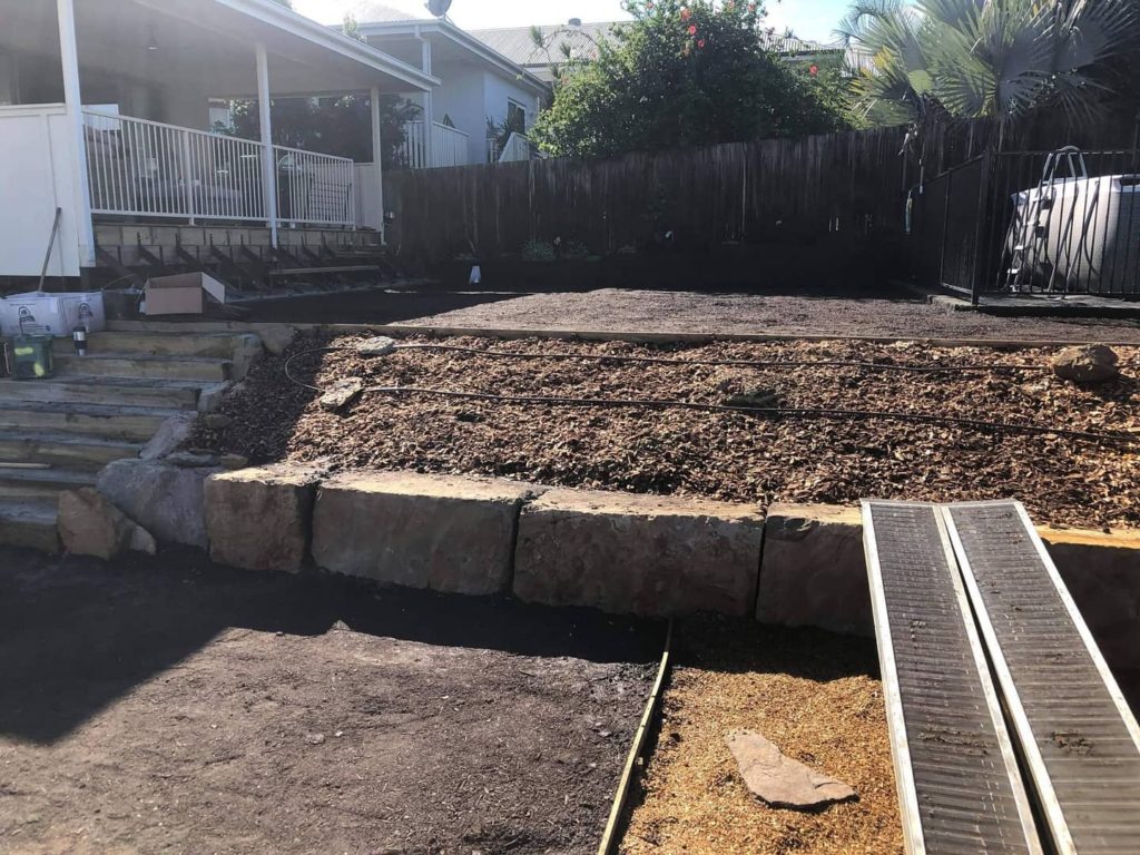 320m2 of Empire Zoysia with wifi controlled automatic irrigation system for lawn and gardens.Brendan from Springfield 08 1 Constructed a Brick Retaining Wall: Rogers Little Loaders Creates Functional and Beautiful Solutions for Brisbane Homes